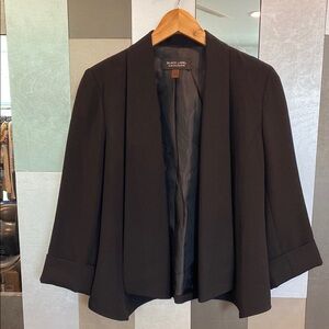 EVAN PICONE Black Label Women's Black Blazer, Open Front, 3/4 Cuffed Sleeves